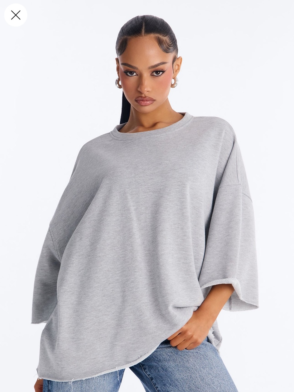 Fashion Nova Oversized Crewneck Sweatshirt in Gray